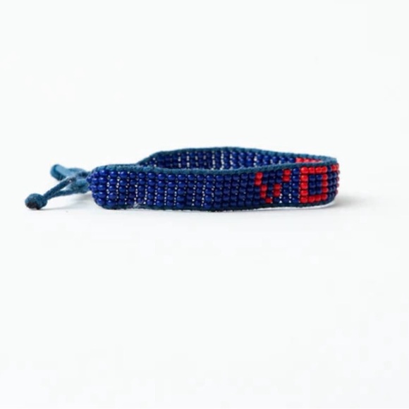 NWT 🗳️ VOTE Bracelet • Navy/Red Handwoven Beaded • Adjustable • Graphic Image - Picture 7 of 11